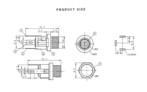 DC025M 5.5x 2.1/2.5mm DC Power Jack Socket Female Panel Mount Connector DC-025M - Picture 6 of 12