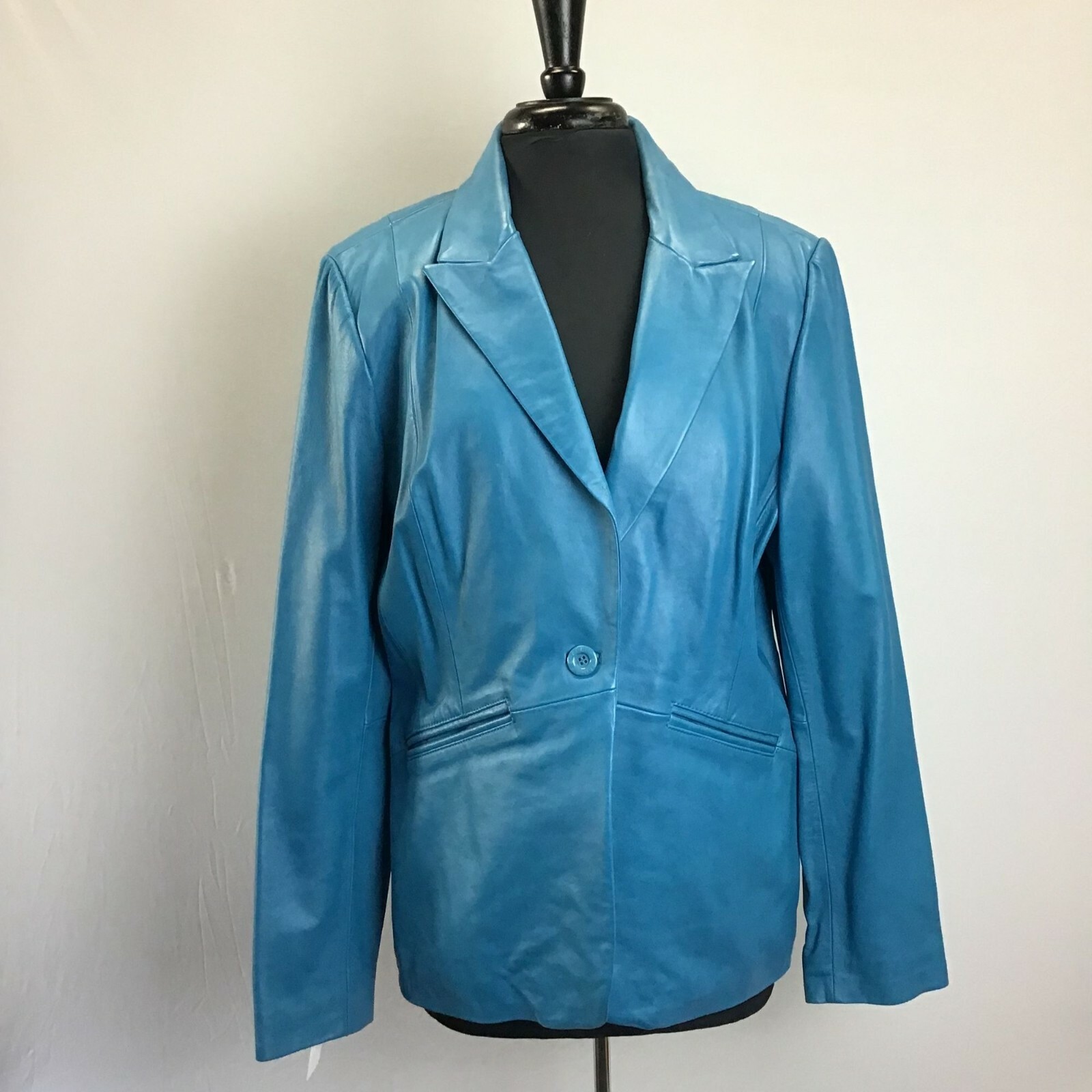 Blue Leather Blazer - image 1