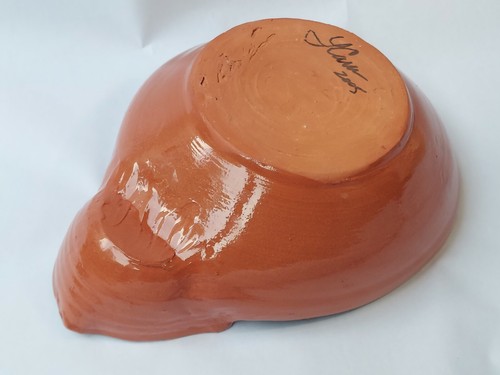 Tazón de chip y inmersión de cerámica de estudio pintado a mano para gato, ¡caprichoso gato graso! Firmado - Imagen 5 de 6