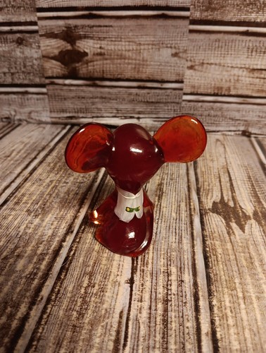 Vintage FENTON GLASS Ruby Red Hand Painted Mouse Christmas Vest Signed - Picture 3 of 6