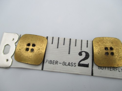 Ribbed Square Gold Tone Brass Buttons Mid Century Vintage - Picture 13 of 19