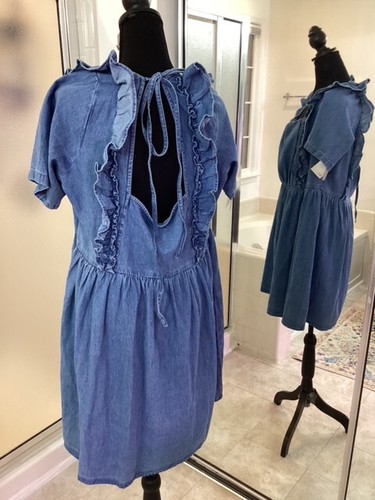 Neu mit Etikett ASOS Denim Cutout Kleid - Größe US 14, UK 18 - Bild 9 von 15