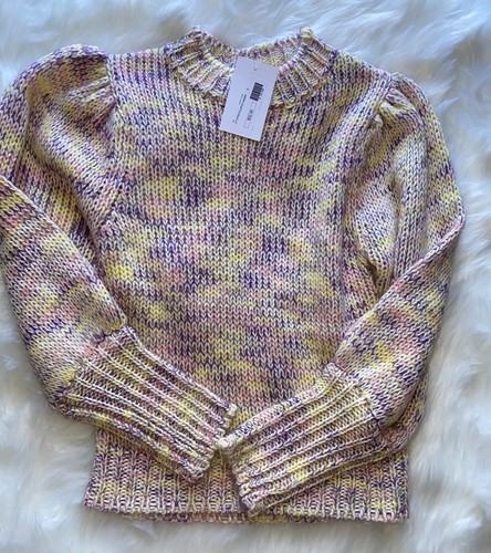 Puff Sleeve Multi Yarn Sweater Pink Multi Color Size Small. New With Tags! - Picture 2 of 5