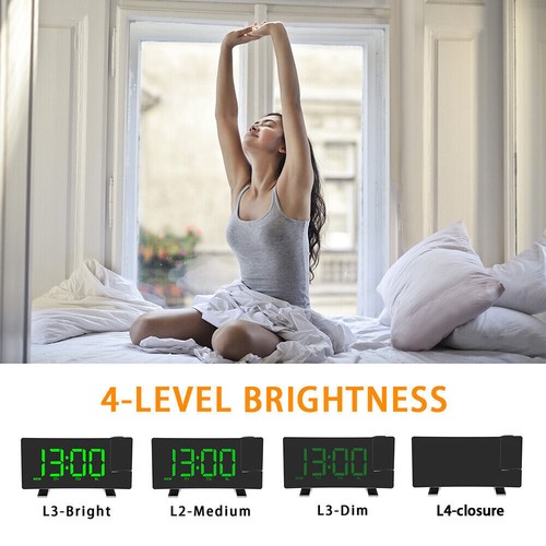 Neu LED FM Radiowecker mit Projektion Digital Funkuhr Dimmbar Tischuhr Alarm USB - Bild 12 von 17