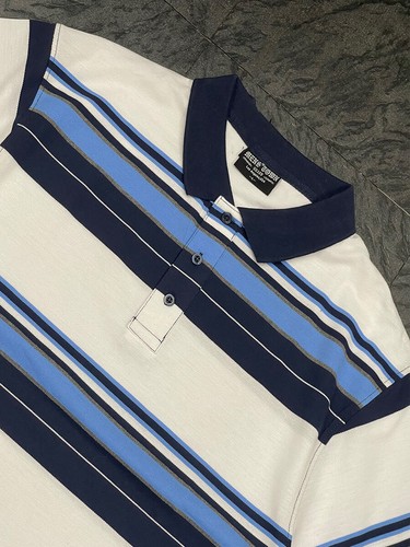 Mens Striped Pique Short Sleeve Polo Shirt Regular USA Size S-3XL - Picture 31 of 97