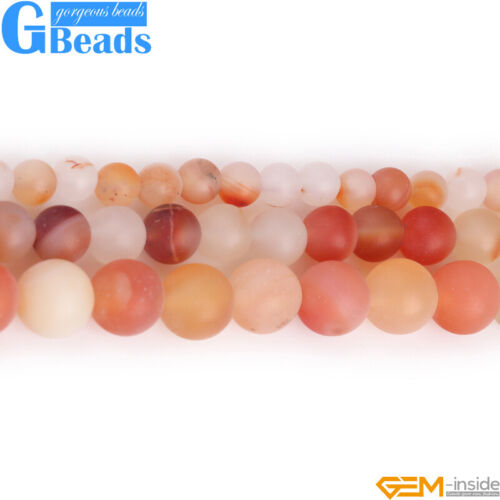 Cuentas redondas de piedras preciosas mate ágata escarcha hojas rojas para hacer joyas 15" - Imagen 4 de 22