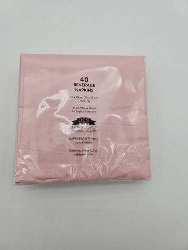 New Rae Dunn 40 Count 3 Ply Pink Happy Easter Paper Beverage Napkins B5 - Picture 2 of 2