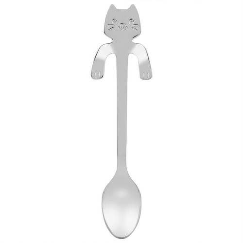 New Stainless Steel Coffee & Tea Spoon Mini Cat Long Handle Spoon Drinking Tools - Picture 5 of 10