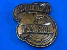 vintage world cup USA 1990 round figural belt buckle - America celebration
