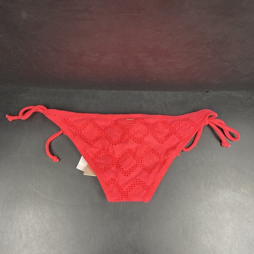 Roxy Pink Crochet Medium Bikini Bottom Cheeky Swimsuit High Waisted Beach M - Picture 6 of 9