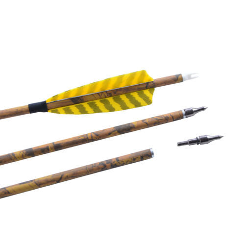 6/12 Carbon Arrows 30" SP500 Feathers Tips Compound Recurve Bow Hunting Target - Picture 11 of 13
