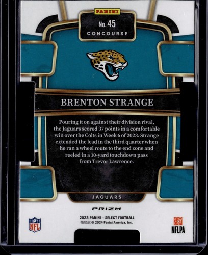 2023 Select BRENTON STRANGE Concourse Black Green Prizm Die Cut RC #45 - Bild 2 von 2