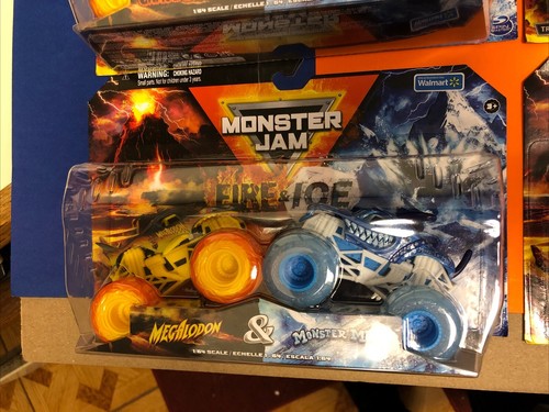 2024 SPIN MASTER MONSTER JAM WALMART 1/64 FIRE AND ICE COMPLETE 12 TRUCK SET - Picture 4 of 8