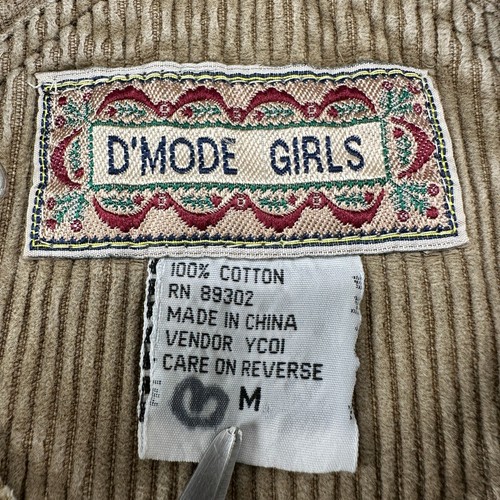 VINTAGE D Mode Overalls Girls M Brown Carpenter Corduroy Workwear Cotton Bib 90s - Picture 2 of 7
