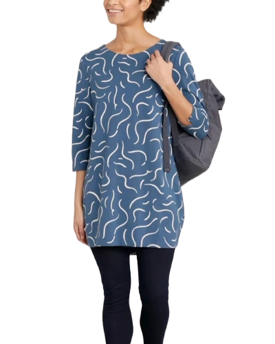 Vestido túnica estampado abstracto manga 3/4 Seasalt para mujer - trazo de línea (imperfecto) - Imagen 2 de 3