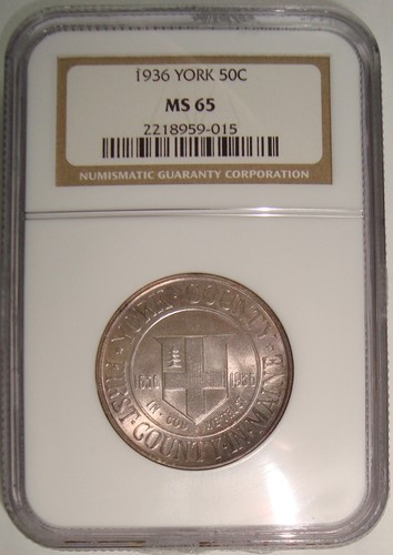 Medio dólar de plata conmemorativo York 1936 NGC MS65