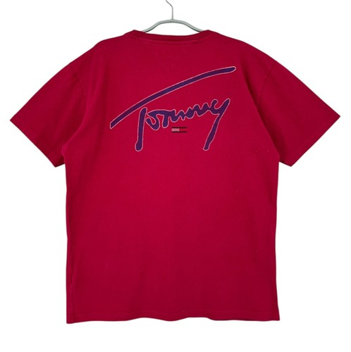 Tommy Hilfiger Uomo Rosso Rotondo Collo T-Shirt Taglia L - Foto 2 di 9