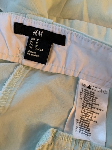 H & M Mint green khaki chino cuffed shorts H and M US 10 EU 40 cotton - Picture 3 of 12