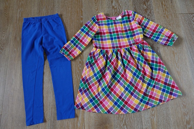 Hanna Andersson Girls Flannel Dress and Leggings Set Size 140/US 10 GUC