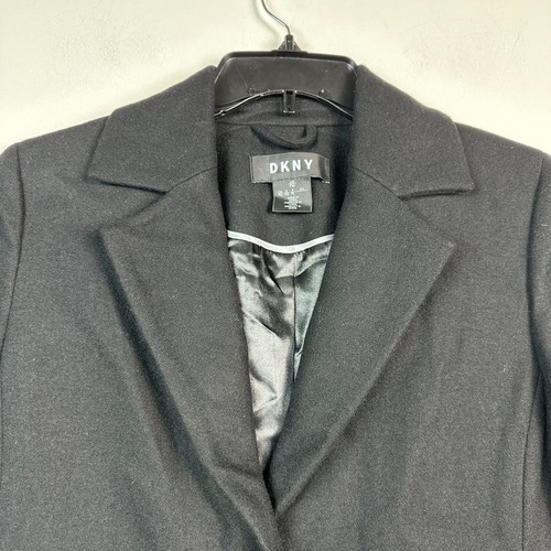 DKNY Womens Petite PM Black Collared Button Up Coat NWT CS58 - Picture 3 of 6