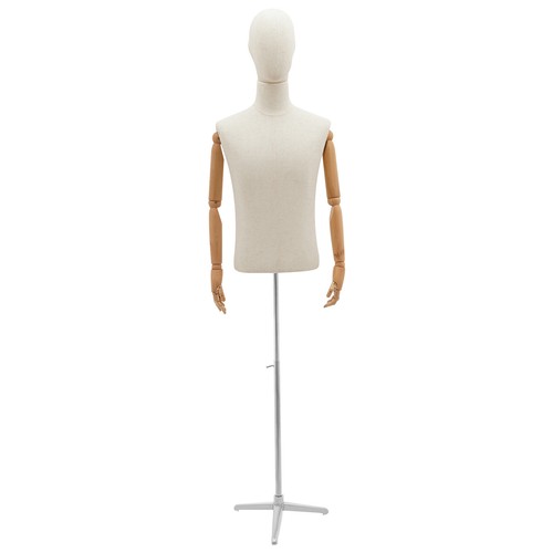 53"~76" Detachable Male Mannequin Torso Adjustable Body with Tripod Metal Stand - Bild 17 von 20