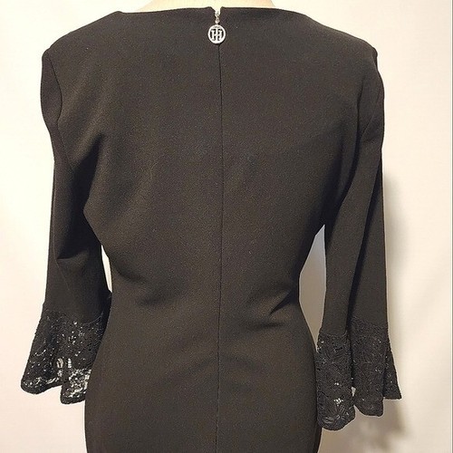 Tommy Hilfiger Women's Black Bell Lace Sleeve Size 10 Dress - Picture 3 of 14