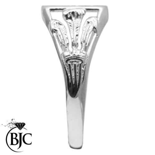 Sterling Silver Welsh Prince of Wales Feather Ring Unisex UK Size J - Y British - 第 3/11 張圖片