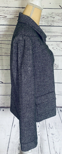 Women’s Size 12 Blazer Harold’s Black White Button Down Lined Pockets Wool Blend - Picture 4 of 11
