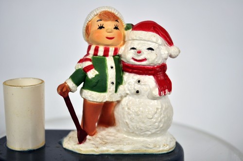 Circa 80's Plastic "Winter Friends" Boy and Snowman Holiday Toothpick Holder - Picture 9 of 9
