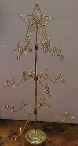 Kurt Adler 24" Revolving Gold Wire Ornament Tree Rotating Santa's World - Picture 1 of 3