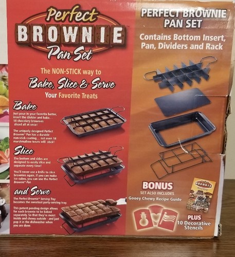 Perfect Brownie Pan Set Bakes 18 Individual Slices Bake Slice Serve NEW IN BOX - Picture 4 of 5