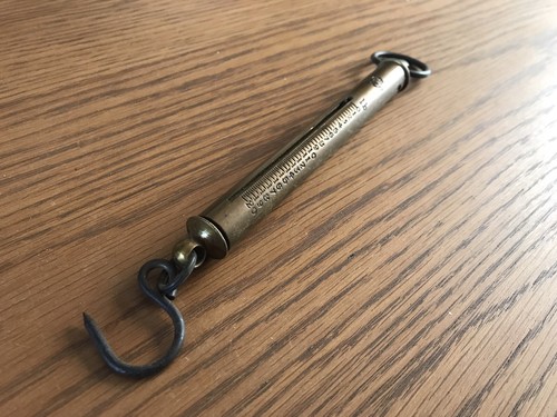 VINTAGE FISHING POCKET BRASS SALTER LB WEIGHT SPRING BALANCE 0-20LB NICE - Picture 3 of 6
