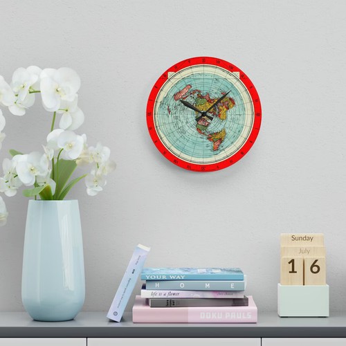 NEW Flat Earth Gleason 24-Hour Wall Clock 1892 World Map USA Europe Version Gift - Picture 11 of 14