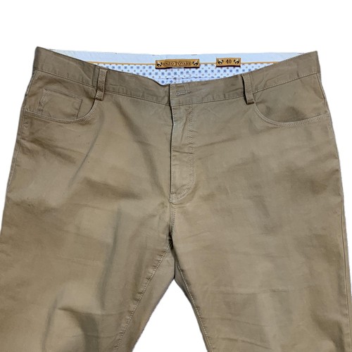 Pantalones chinos Enzo Tovare para hombre tostados 5 bolsillos talla 40 preppy informales de negocios  - Imagen 14 de 15
