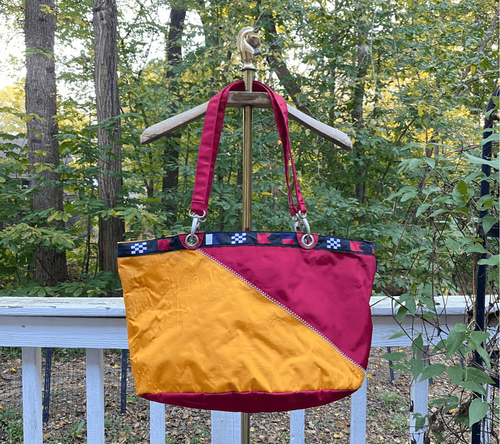 L.L. Bean Rare Red Gold Sail Cloth Diver Tote Bag