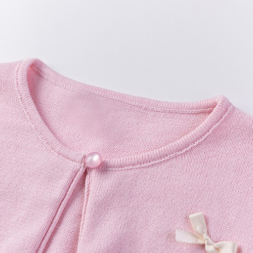 Baby Girl Knit Cardigan Cropped Coat Bowknot One Button Design Party Daily Wear - Picture 12 of 33