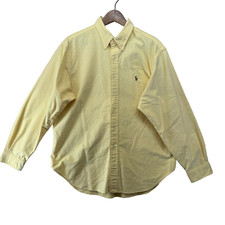 Ralph Lauren Classic Fit Men's Size 17 Solid Yellow Long Sleeve Casual Shirt