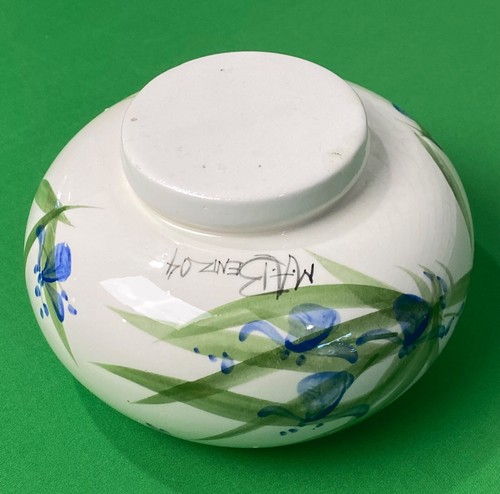 Beautiful Hand Painted Dragon Fly Artist Signed Art Pottery 5" Round Flower Vase - Picture 8 of 8