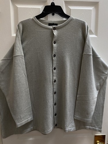 New Eskandar 0/S Heathered Lt Green 100% Cashmere Button Down Cardigan Sweater - Imagen 2 de 4