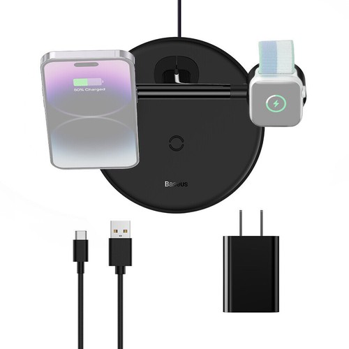 Baseus New 3 in 1 20W Magnetic Wireless Chargers Stand For iPhone 14/ Plus /Pro - Picture 5 of 13