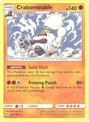 Pokemon Card - Sun & Moon Cosmic Eclipse 122/236 - CRABOMINABLE (rare) - NM/M