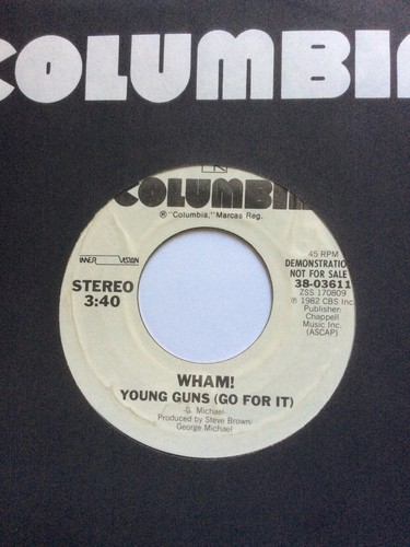 George Michael & Wham! 7” PROMO Vinyl 45 Young Guns 1982 CBS LP White Label Demo - Picture 2 of 2
