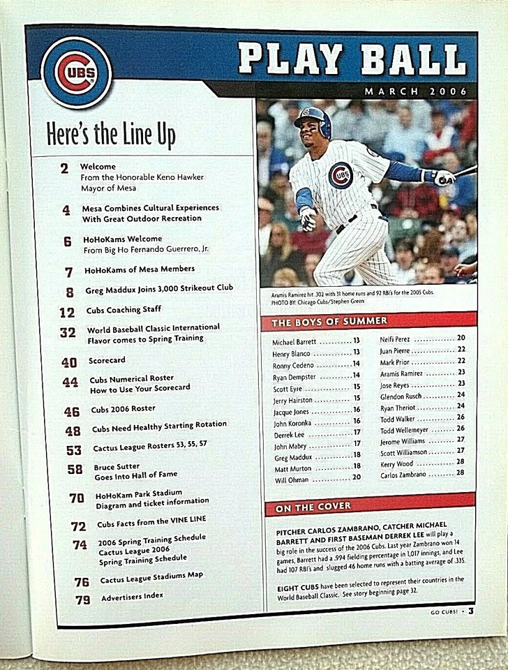 2006 Chicago Cubs Spring Training Program - Mesa, Arizona  - Image 3 of 4