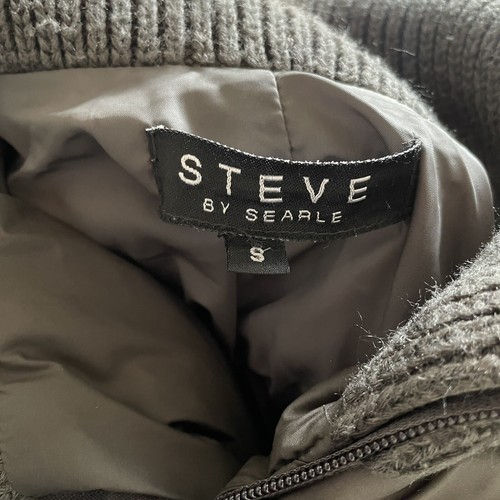 Steve by Searle Dark Army Green Duck Down Ribbed Knit Collar Puffer Coat Size S - Bild 6 von 14