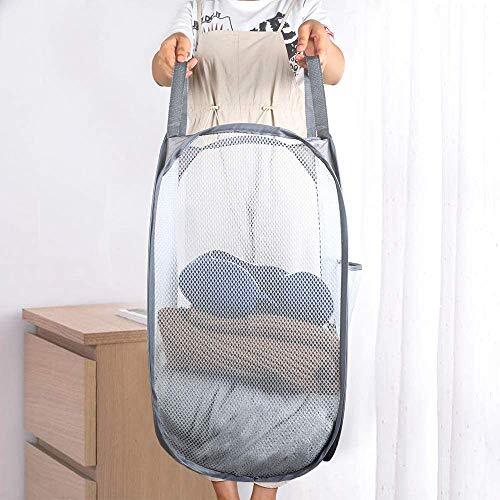 Cesta de lavandería de malla emergente, cesta de lavandería plegable ropa portátil 1-gris - Imagen 4 de 6