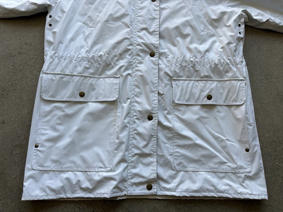 Vintage Misty Harbor Original White PVC Plaid Cotton Lined Rain Jacket Size M - Image 4 of 4
