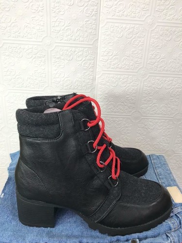 Scoop Women's Heeled Hiker Boots, Black, Size 11 - Picture 5 of 5