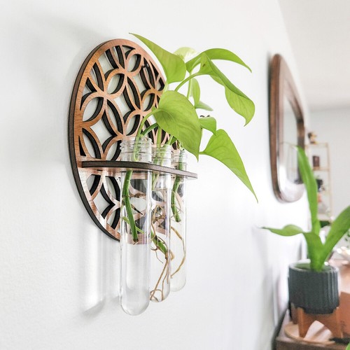 Indoor Modern Glass Test Tube Vases Propagation Station Plants Wall Planter UK - Picture 3 of 7