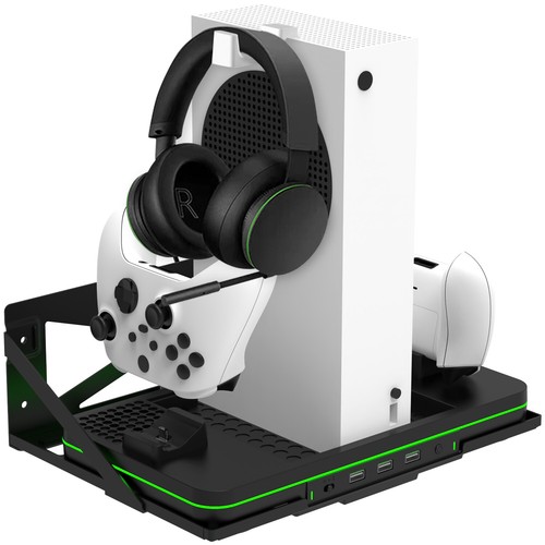 Wall Mount Charging Stand for Xbox Series X/S with Cooling Fan & 2 Headset Hook - Picture 6 of 14