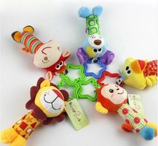 3 PCS Baby Soft Hanging Rattle Crinkle Squeaky Toy Carseat/Stroller/Crib Toys